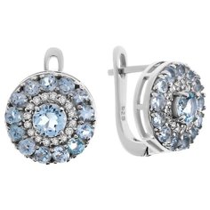 Balex Серьги 2405936188 из серебра 925 пробы с топазом голубым природным и фианитом