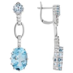 Balex Серьги 2416930103 из серебра 925 пробы с топазом голубым природным и фианитом