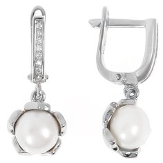 Balex Серьги 2433920235 из серебра 925 пробы с жемчугом культивированным и фианитом