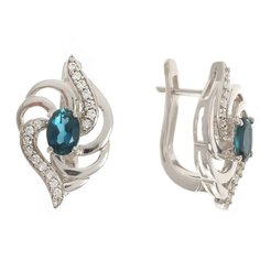 Balex Серьги 2454930004 из серебра 925 пробы с топазом Лондон и фианитом