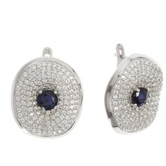 Balex Серьги 2454930039 из серебра 925 пробы с сапфиром корундом природным и фианитом