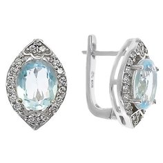 Balex Серьги 2405936031 из серебра 925 пробы с топазом голубым природным и фианитом