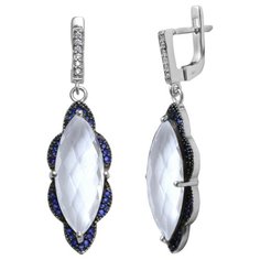 Balex Серьги 2410931650 из серебра 925 пробы с горным хрусталем и фианитом, сапфиром синтетическим