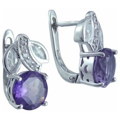 Balex Серьги 2405937304 из серебра 925 пробы с александритом синтетическим и фианитом