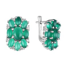 Balex Серьги 2410931761 из серебра 925 пробы с агатом зелёным природным и фианитом