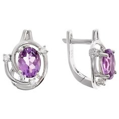 Balex Серьги 2405936866 из серебра 925 пробы с аметистом природным и фианитом