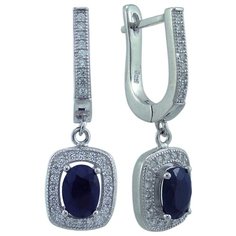 Balex Серьги 2405937506 из серебра 925 пробы с сапфиром корундом природным и фианитом