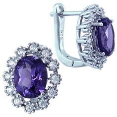 Balex Серьги 2405937544 из серебра 925 пробы с александритом синтетическим и фианитом