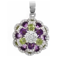 Balex Подвеска 3410931201 из серебра 925 пробы с аметистом природным, хризолитом природным и фианитом