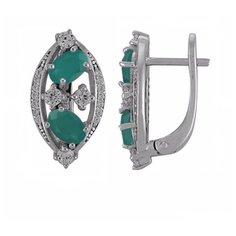 Balex Серьги 2405937140 из серебра 925 пробы с изумрудом бериллом и фианитом
