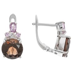 Balex Серьги 2405937051 из серебра 925 пробы с раухтопазом природным и аметистом природным