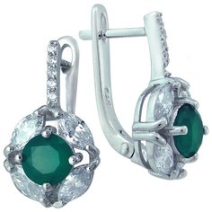 Balex Серьги 2405937601 из серебра 925 пробы с хризопразом природным и фианитом