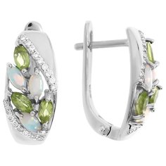 Balex Серьги 2405937099 из серебра 925 пробы с опалом, хризолитом природным и фианитом