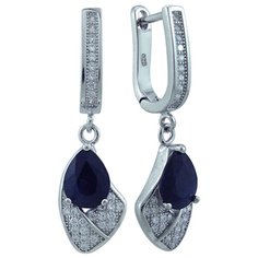 Balex Серьги 2405937535 из серебра 925 пробы с сапфиром корундом природным и фианитом