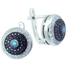 Balex Серьги 2405937461 из серебра 925 пробы с бирюзой реконструированной и фианитом