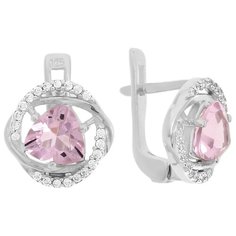 Balex Серьги 2410931565 из серебра 925 пробы с морганитом синтетическим и фианитом