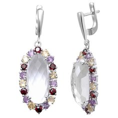 Balex Серьги 2410931654 из серебра 925 пробы с горным хрусталем, аметистом природным, гранатом природным и цитрином природным