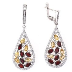 Balex Серьги 2410931186 из серебра 925 пробы с гранатом природным, цитрином природным и фианитом