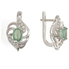 Balex Серьги 2454930002 из серебра 925 пробы с изумрудом бериллом и фианитом