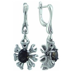 Balex Серьги 2405937291 из серебра 925 пробы с раухтопазом природным и фианитом