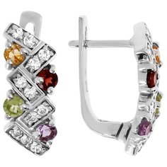 Balex Серьги 2405933794 из серебра 925 пробы с аметистом природным, гранатом природным, хризолитом природным, цитрином природным и фианитом