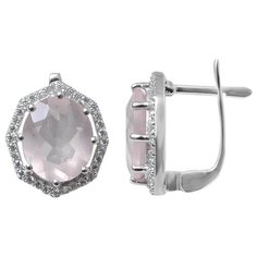 Balex Серьги 2410931643 из серебра 925 пробы с розовым кварцем природным и фианитом