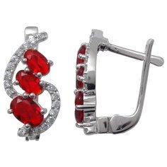 Balex Серьги 2410931531 из серебра 925 пробы с рубином синтетическим и фианитом