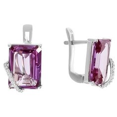 Balex Серьги 2410931345 из серебра 925 пробы с аквамарином синтетическим и фианитом