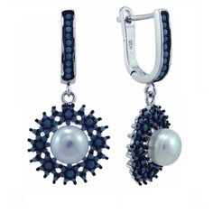 Balex Серьги 2405937396 из серебра 925 пробы с жемчугом культивированным и бирюзой реконструированной