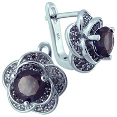 Balex Серьги 2405937658 из серебра 925 пробы с раухтопазом природным и фианитом