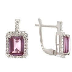 Balex Серьги 2410931346 из серебра 925 пробы с александритом синтетическим и фианитом