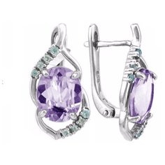 Balex Серьги 2405937092 из серебра 925 пробы с аметистом природным и фианитом