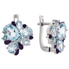 Balex Серьги 2410931457 из серебра 925 пробы с топазом голубым природным и эмалью