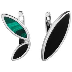 Balex Серьги 2432930221 из серебра 925 пробы с ониксом и малахитом природным