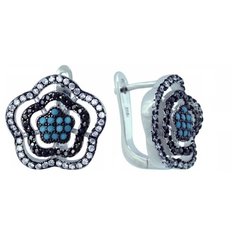 Balex Серьги 2405937376 из серебра 925 пробы с бирюзой реконструированной и фианитом