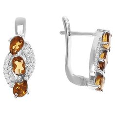 Balex Серьги 2410931351 из серебра 925 пробы с кварцем Виски и фианитом