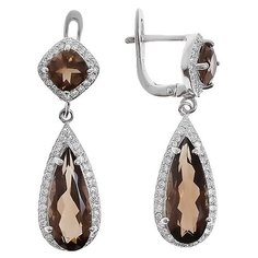 Balex Серьги 2405936744 из серебра 925 пробы с раухтопазом природным и фианитом