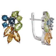 Balex Серьги 2405936684 из серебра 925 пробы с топазом Лондон, хризолитом природным и цитрином природным