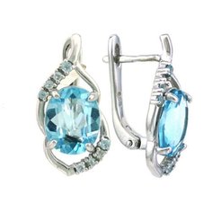 Balex Серьги 2405937093 из серебра 925 пробы с топазом голубым природным и фианитом