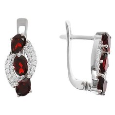 Balex Серьги 2410931387 из серебра 925 пробы с гранатом природным и фианитом