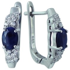 Balex Серьги 2405937599 из серебра 925 пробы с сапфиром корундом природным и фианитом