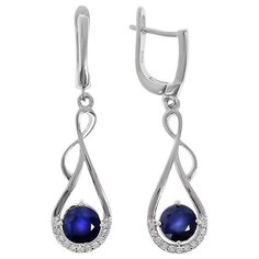 Balex Серьги 2405936780 из серебра 925 пробы с сапфиром корундом природным и фианитом