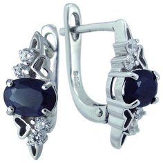 Balex Серьги 2405937597 из серебра 925 пробы с сапфиром корундом природным и фианитом
