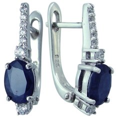 Balex Серьги 2405937487 из серебра 925 пробы с сапфиром корундом природным и фианитом
