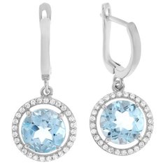 Balex Серьги 2405932404 из серебра 925 пробы с топазом голубым природным и фианитом