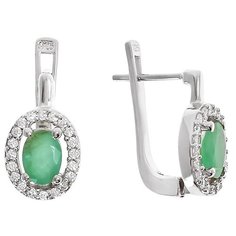 Balex Серьги 2410931236 из серебра 925 пробы с изумрудом бериллом и фианитом
