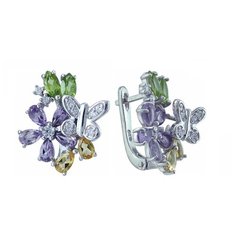 Balex Серьги 2405937270 из серебра 925 пробы с аметистом природным, цитрином природным, хризолитом природным и фианитом