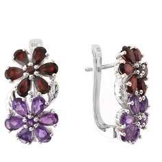 Balex Серьги 2410931164 из серебра 925 пробы с аметистом природным, гранатом природным и фианитом
