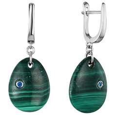 Balex Серьги 2432930237 из серебра 925 пробы с малахитом природным и фианитом