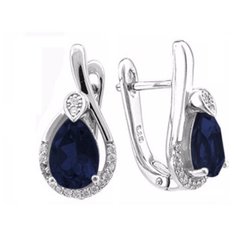 Balex Серьги 2405937088 из серебра 925 пробы с сапфиром корундом природным и фианитом